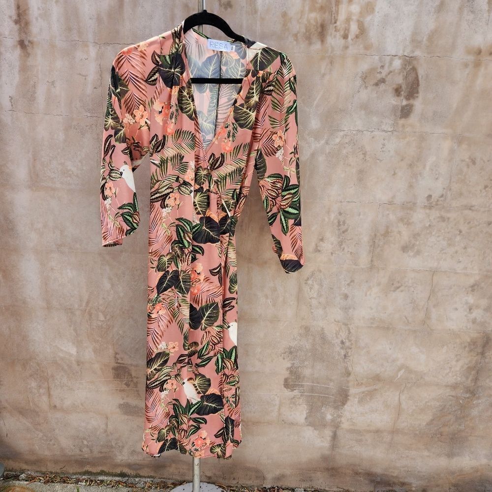 Resa banana leaf faux wrap dress